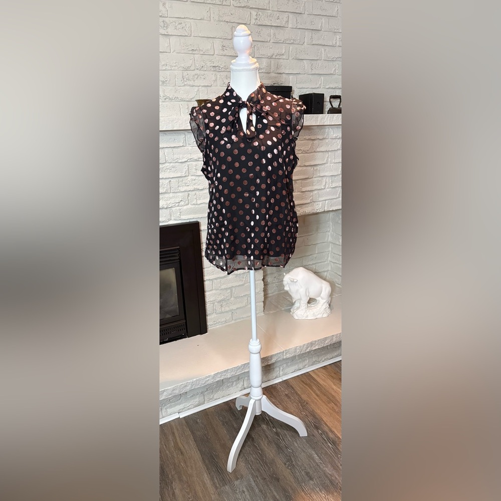 Haver London Black and Pink Polka Dot Blouse Size Large